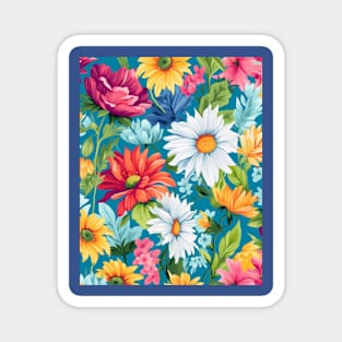 Bright Summer Flowers Pattern 3 Magnet