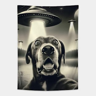 Dog selfie with UFO Tapestry