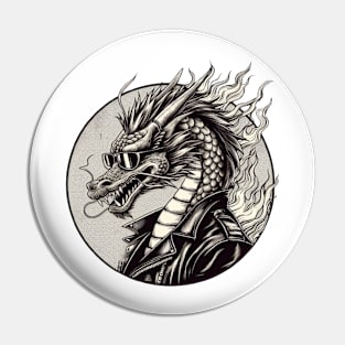 dragon in leather jacket Pin