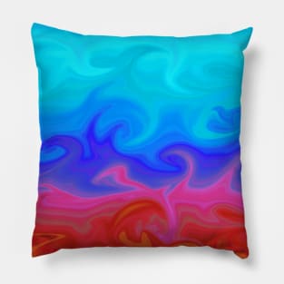 Neon Pink orange blue Abstract art Pillow