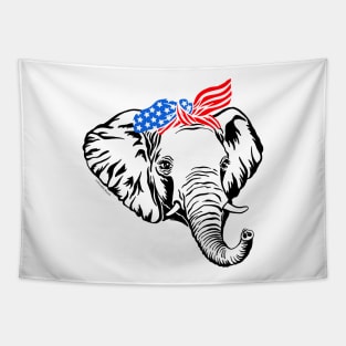 Patriotic Elephant Graphic with American Flag Bandana Tapestry