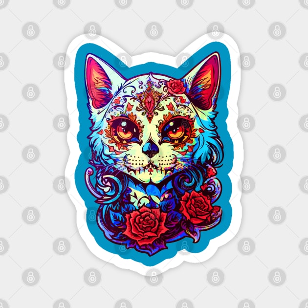 Sugar Skull Cat Magnet by CatCoconut-Art