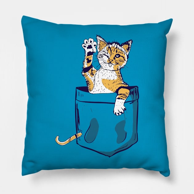 Pocket cat Pillow by Pradeep Chauhan