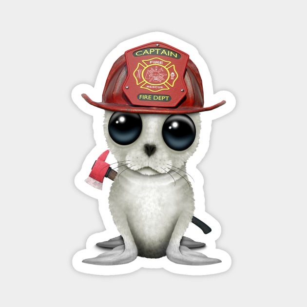 Cute Baby Harp Seal Firefighter Magnet by jeffbartels