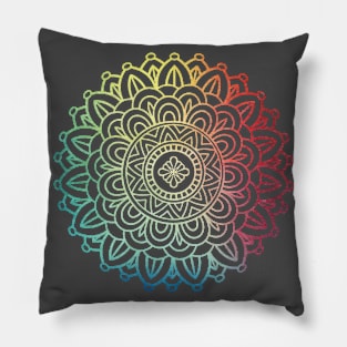 Colorful boho mandala in rainbow look Pillow