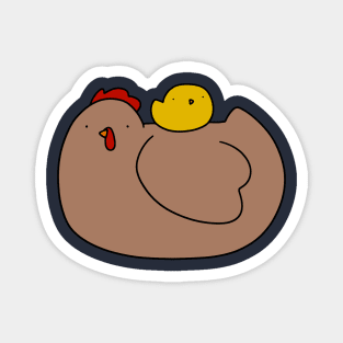 Brown Hen and Yellow Chick Magnet