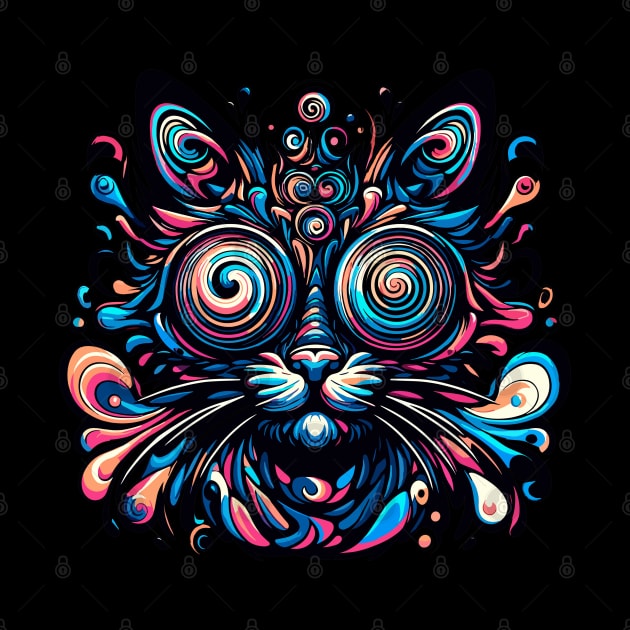 Abstract Psychedelic Cat by TomFrontierArt