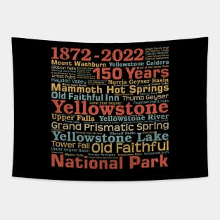 Yellowstone National Park Word Art 150 Years Commemorative Tapestry