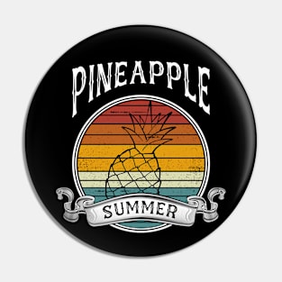 Vintage Distressed Pineapple Retro Summer Vacation Pin