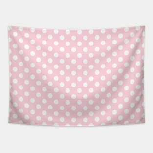 White Polka Dots on Pastel Pink Background Pattern Tapestry