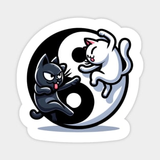 Ying Yang Fighting Cats Magnet