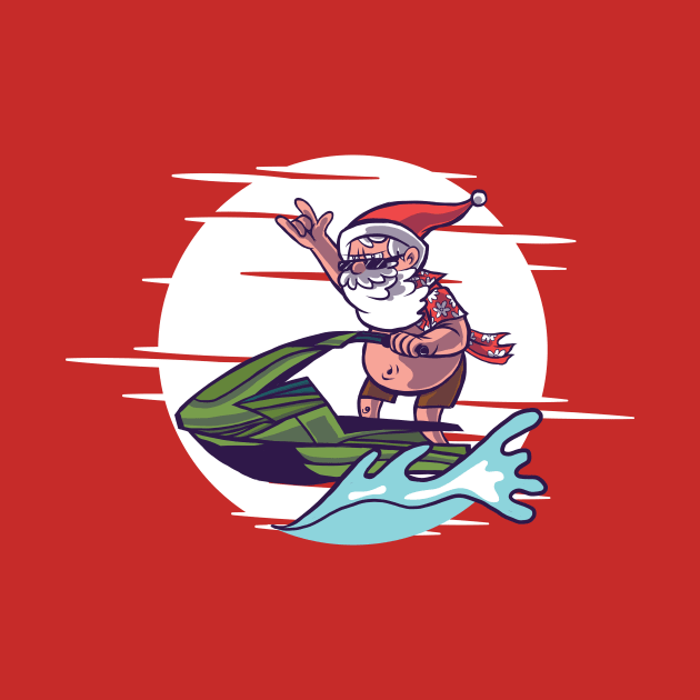 Jet Ski Santa Cartoon by SLAG_Creative