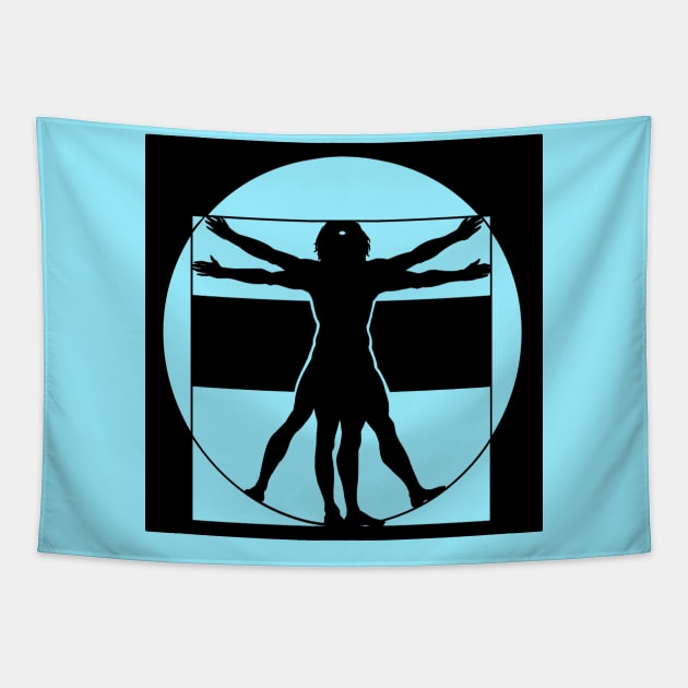 Vitruvian Man - Original Logo Banner Sigil - Dark Design for Light Backgrounds Tapestry by Indi Martin