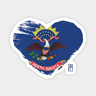 U.S. State - I Love North Dakota - North Dakota Flag Magnet