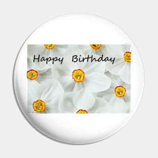 Narcissus  'Actaea'  Daffodil with Happy Birthday message Pin