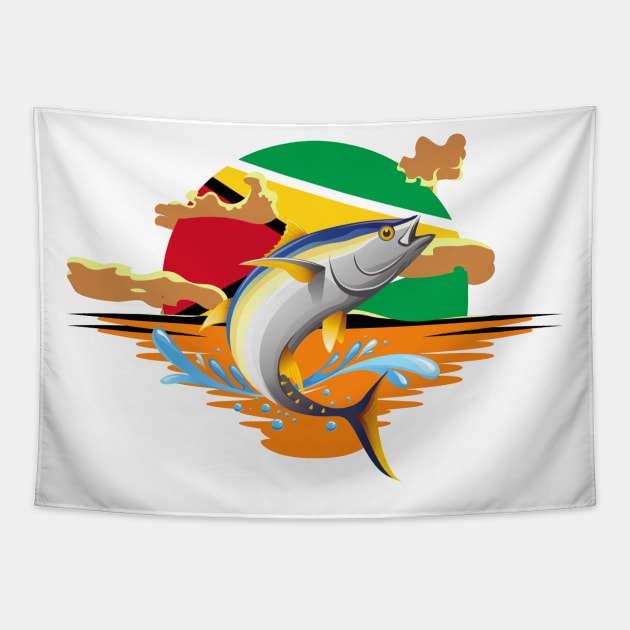 Guyana Sport Fishing Patriotic Outdoor Design Tapestry by rumsport