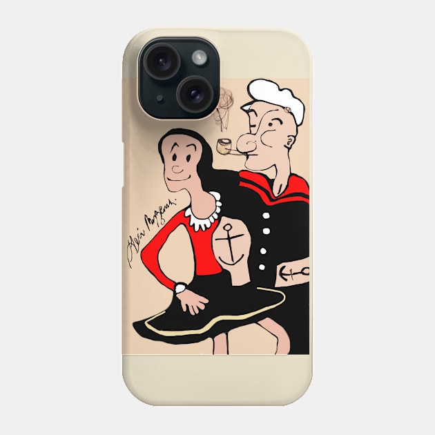 Popeye the sailor man and Olive Oyl Phone Case by TheArtQueenOfMichigan 