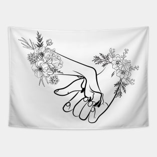 Floral Dog Paw And Woman Hand Tapestry