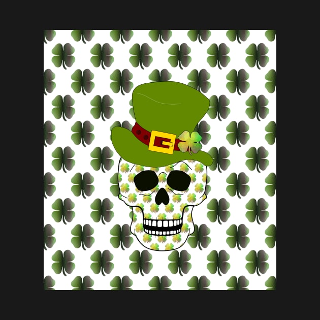 Four Leaf Clover Skull - Funny St Patricks Day Art by SartorisArt1