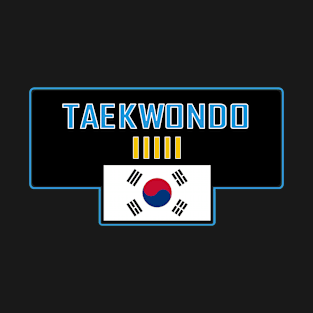 Taekwondo 5th Dan with S.Korean flag blue T-Shirt