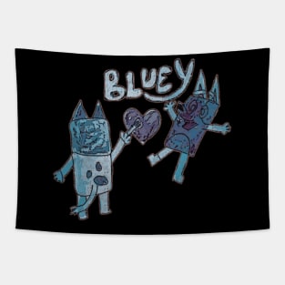 Two Funny Bluey Heart Sketch Tapestry