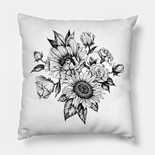 flowers in ink Pillow