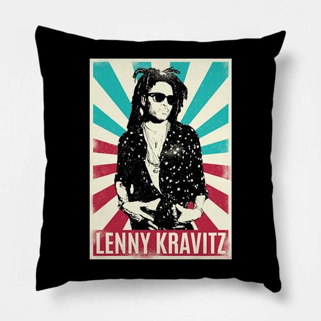 Vintage Retro Lenny Kravitz Pillow by Bengkel Band