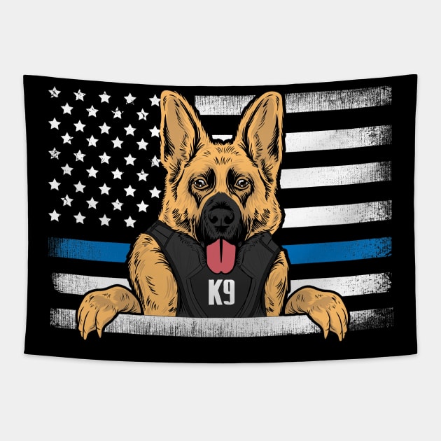 Police Service Dog K9 German Shepherd Dog Police Officer Tapestry by captainmood