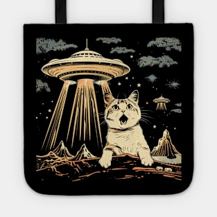 Shocked Cat and UFO Invasion Tote