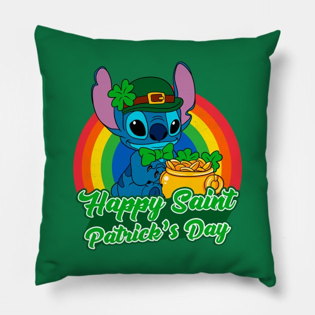 Stitch St. Patrick's Day Pillow by OniSide