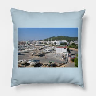 The Boatyard and Marina at Santa Eulalia, Ibiza Pillow