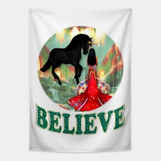 Believe. Unicorn and Mermaid Tapestry