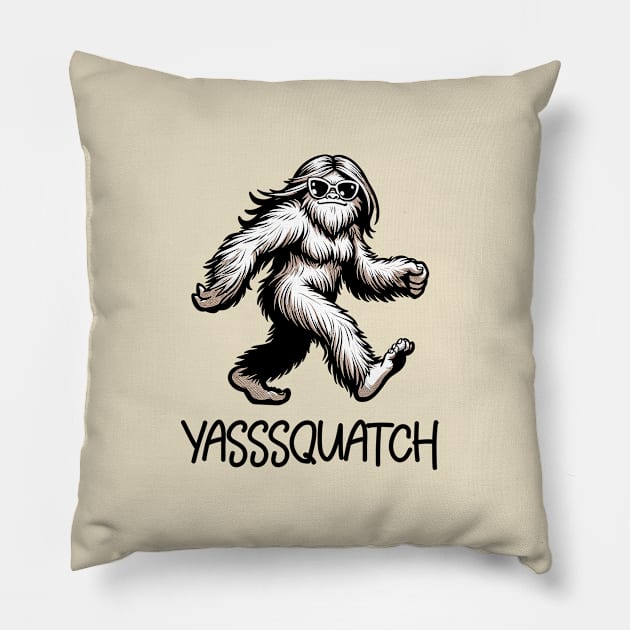 Yasssquatch - Funny Sasquatch Pillow by eighttwentythreetees