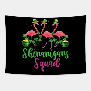 Shenanigan Squad Irish Flamingo Leprechaun St Patrick's Day Tapestry