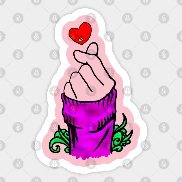 BTS Army Kpop Gift - Korean heart Sign and Tata - Bts - Sticker | TeePublic