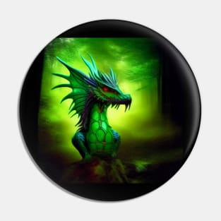 Spiny Green Baby Dragon Pin