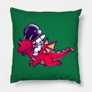 Astronaut Riding Dragon Cartoon Pillow