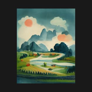 Beautiful Children Landscape artwork, wall art, painting, digital art, wallpaper T-Shirt