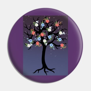 Trees and Flowers Pin