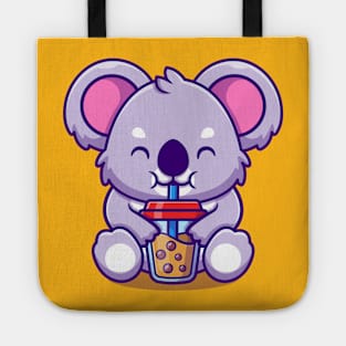 Cute Koala Drink Boba Milk Tea Cartoon Tote