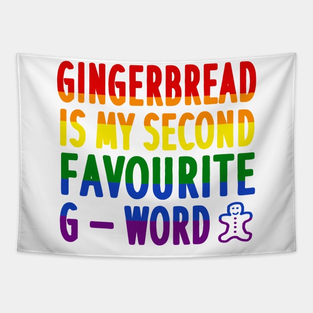 Gingerbread male Christmas Pride LGBT Queer Tapestry by FindYourFavouriteDesign