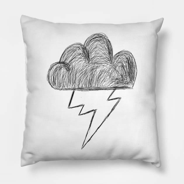 Thundersketch - Black Pillow by jwolftees