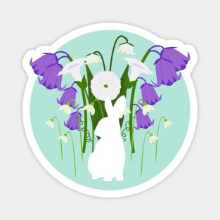 Bunny Silhouette and Spring Wildflowers Magnet