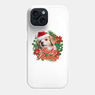 Charimg dog with happy holidays Phone Case