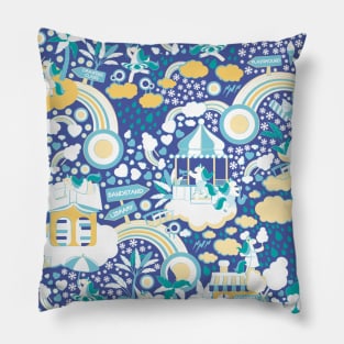 The secret map of Unicorns Village II // indigo blue background Pillow