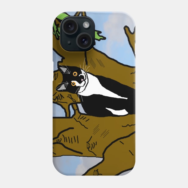 Cute Tuxedo Cat sitting in the tree  Copyright TeAnne Phone Case by TeAnne