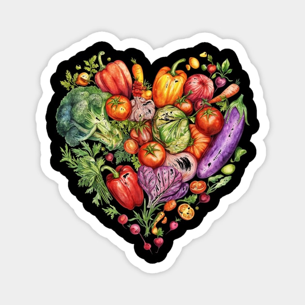 Healthy Heart Filled with Fruits and Vegetables Magnet by Vinokurio