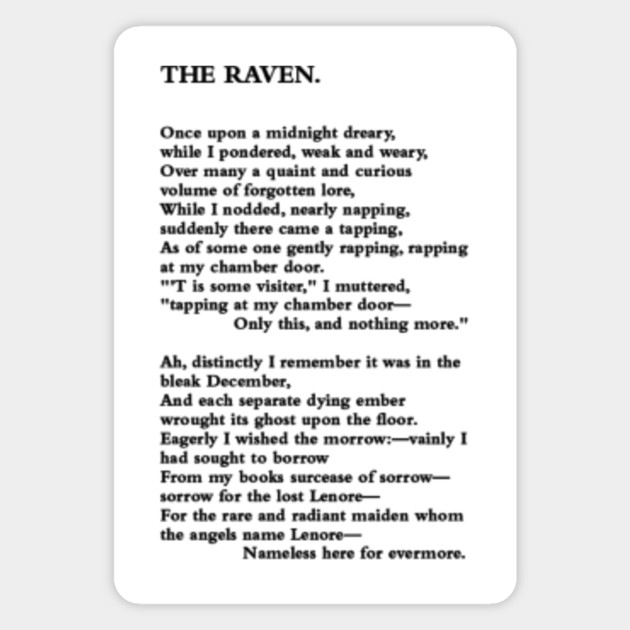 The Raven Edgar Allan Poe Poem The Raven Magnet Teepublic
