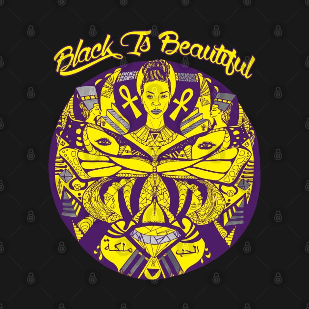 Yellow Purple Butterfly Goddess Black Is Beautiful by kenallouis