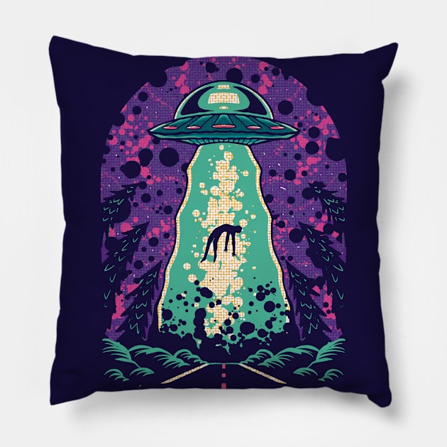 Colorful UFO Abduction // Beam Up Alien Pillow by SLAG_Creative